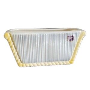 Vintage Royal Copley Rib And Cornice Planter Yellow & Gray MCM Art Deco